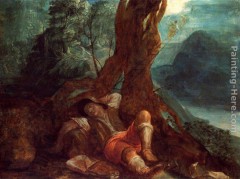 Le rêve de Jacob; ELSHEIMER, Adam;  vers 1600, huile sur cuivre; Städelsches Kunstinstitut, Francfort.jpg
